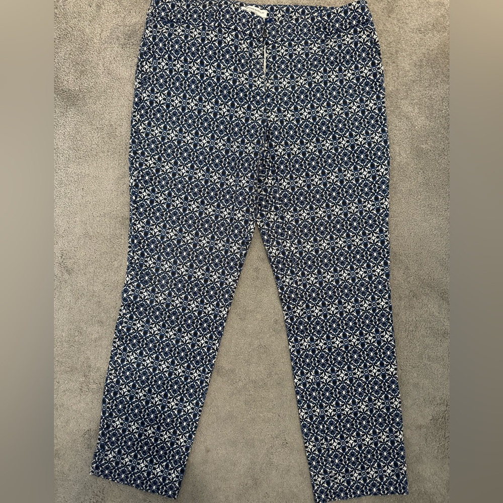 Katherine Barclay Montreal Blue, White, & Black Stretch Paisley Pants